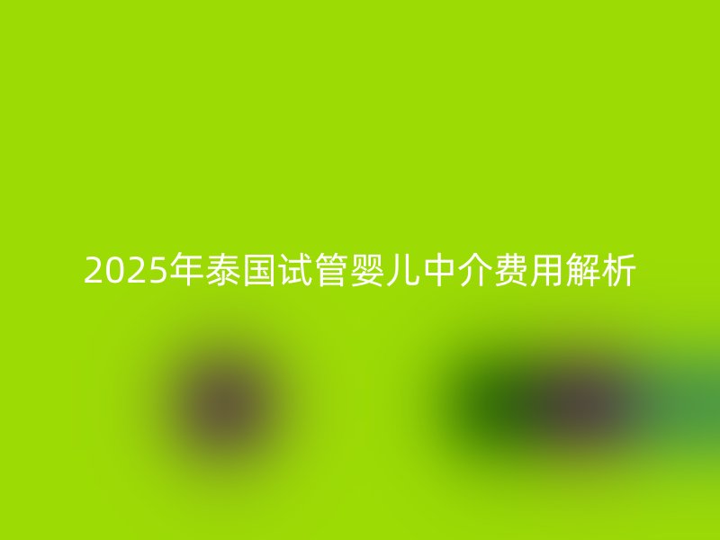 2025年泰国试管婴儿中介费用解析