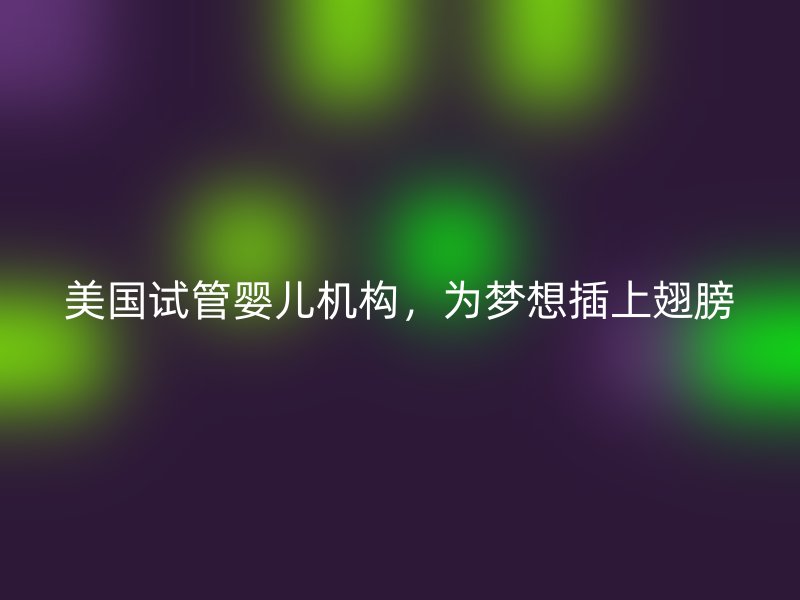 美国试管婴儿机构，为梦想插上翅膀