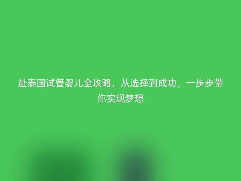 赴泰国试管婴儿全攻略，从选择到成功，一步步带你实现梦想