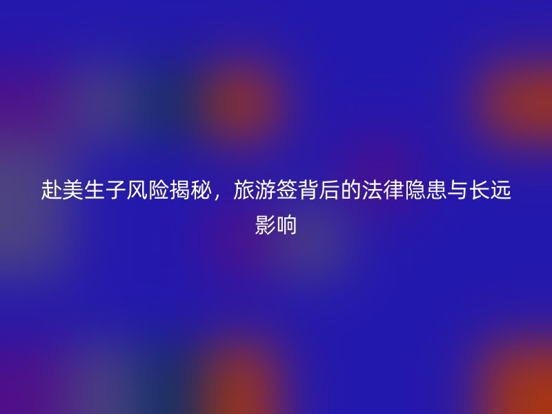 赴美生子风险揭秘，旅游签背后的法律隐患与长远影响