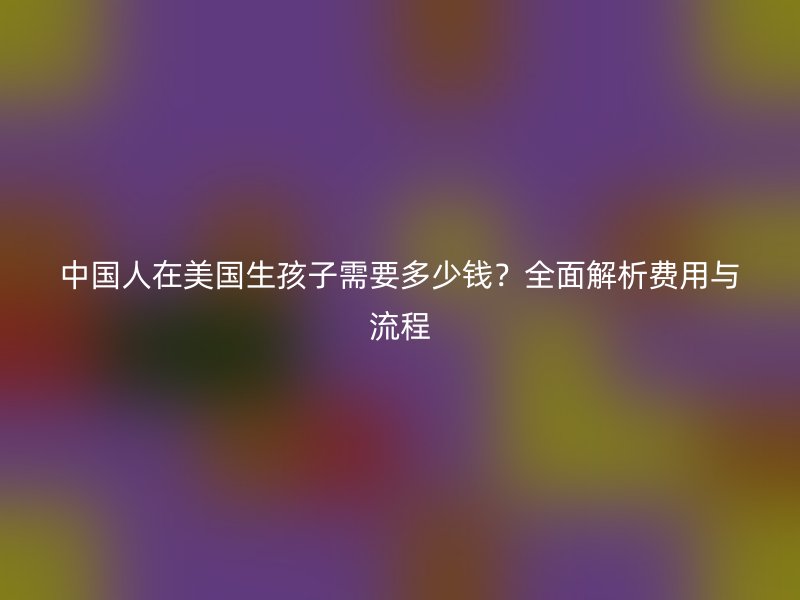 中国人在美国生孩子需要多少钱？全面解析费用与流程