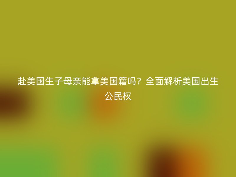 赴美国生子母亲能拿美国籍吗？全面解析美国出生公民权