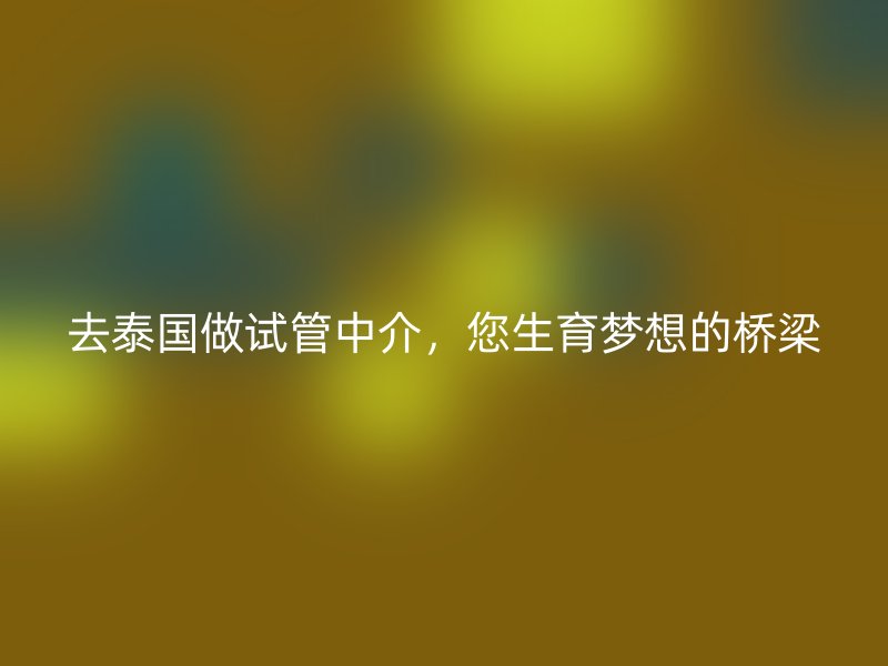 去泰国做试管中介，您生育梦想的桥梁