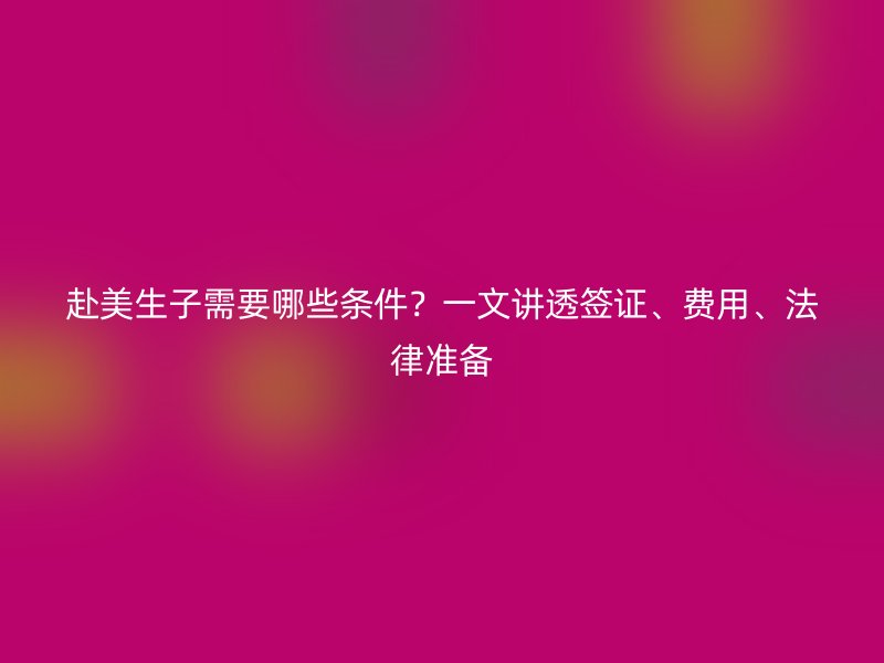 赴美生子需要哪些条件？一文讲透签证、费用、法律准备