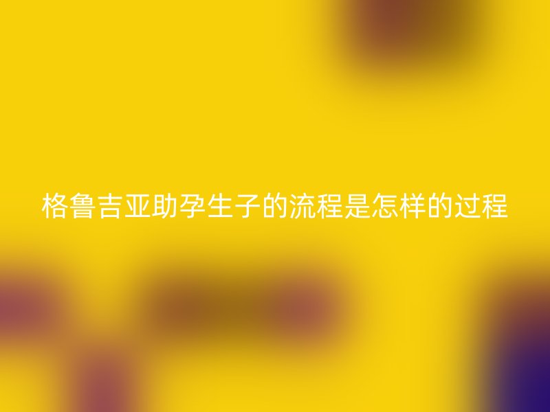 格鲁吉亚助孕生子的流程是怎样的过程