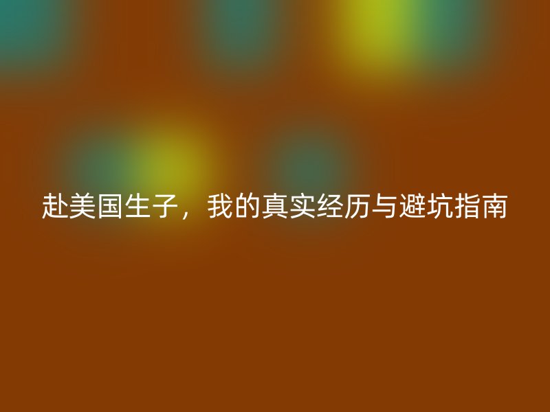 赴美国生子，我的真实经历与避坑指南