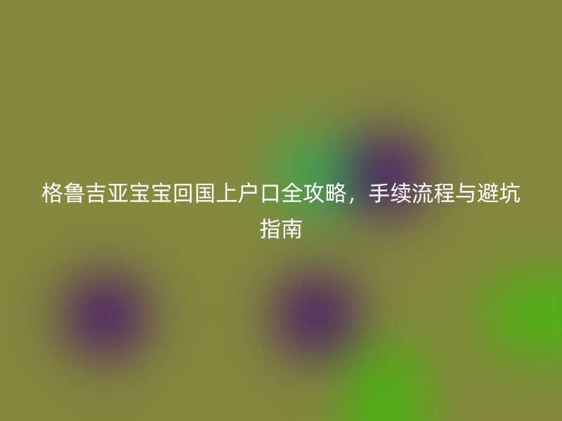 格鲁吉亚宝宝回国上户口全攻略，手续流程与避坑指南