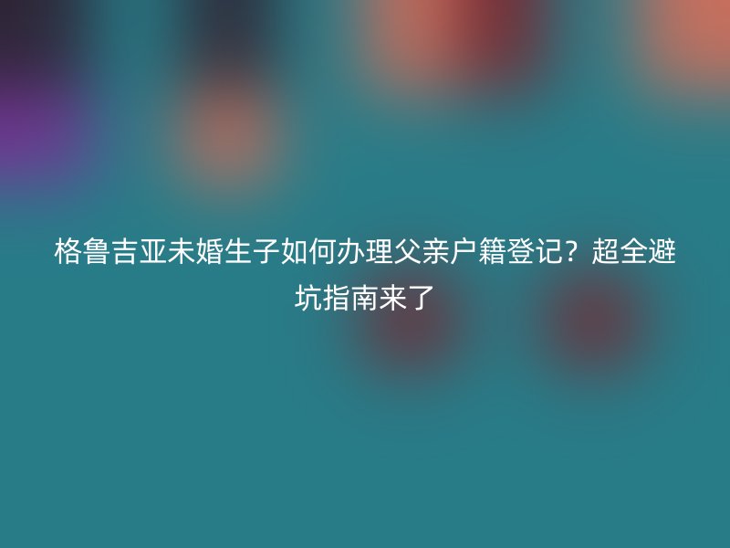 格鲁吉亚未婚生子如何办理父亲户籍登记？超全避坑指南来了