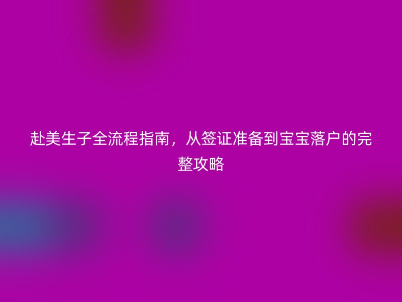 赴美生子全流程指南，从签证准备到宝宝落户的完整攻略