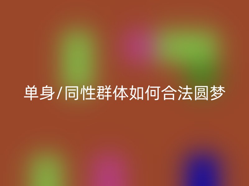 单身/同性群体如何合法圆梦
