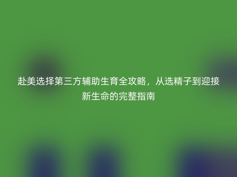 赴美选择第三方辅助生育全攻略，从选精子到迎接新生命的完整指南