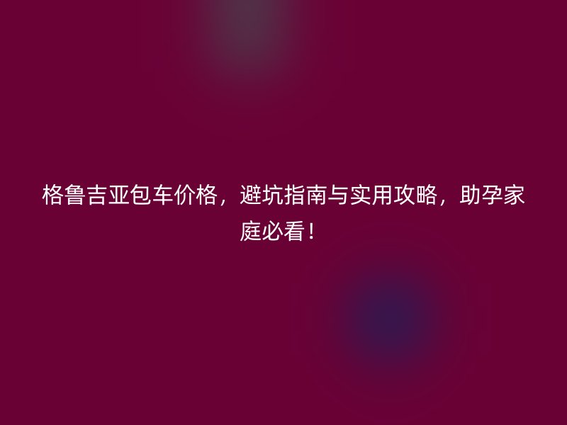 格鲁吉亚包车价格，避坑指南与实用攻略，助孕家庭必看！