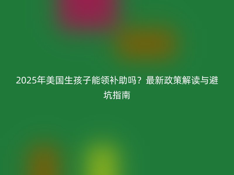 2025年美国生孩子能领补助吗？最新政策解读与避坑指南