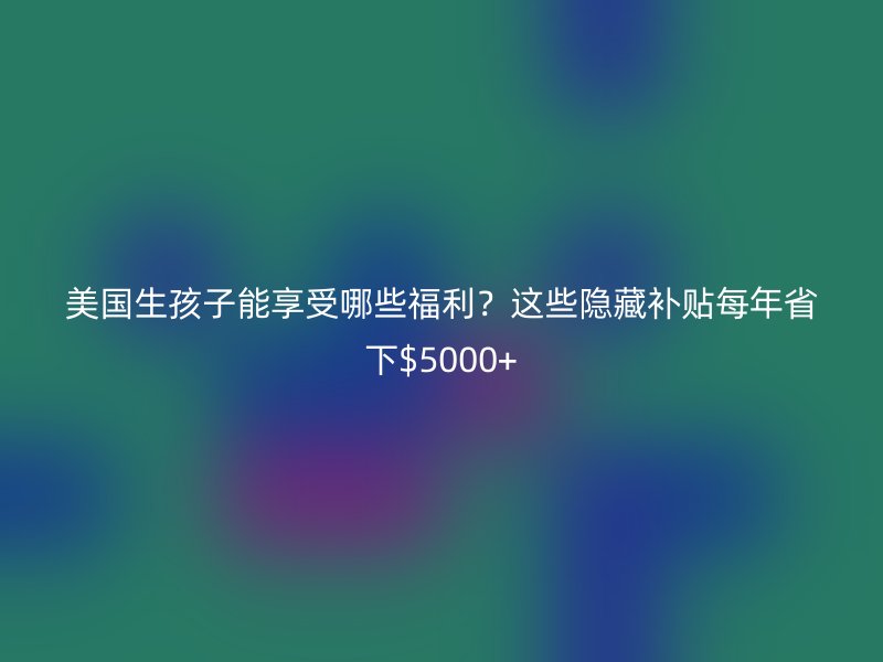 美国生孩子能享受哪些福利？这些隐藏补贴每年省下$5000+