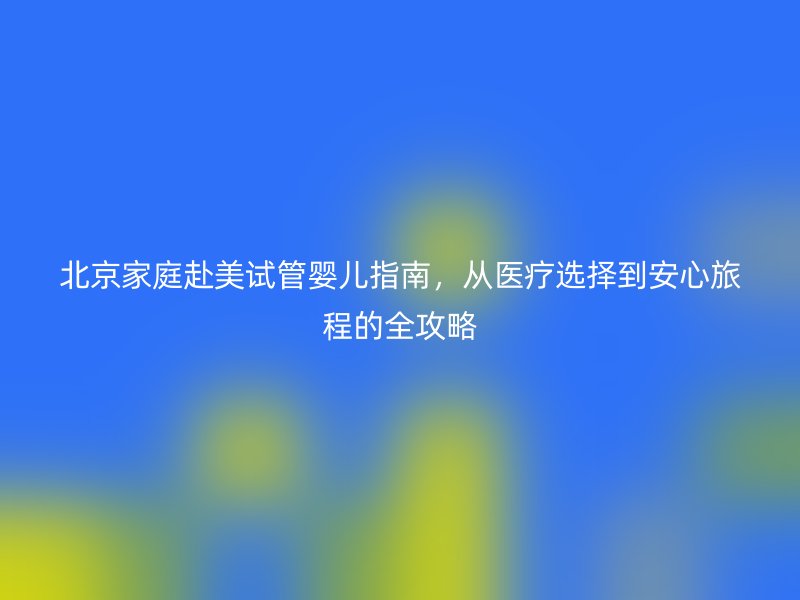 北京家庭赴美试管婴儿指南，从医疗选择到安心旅程的全攻略
