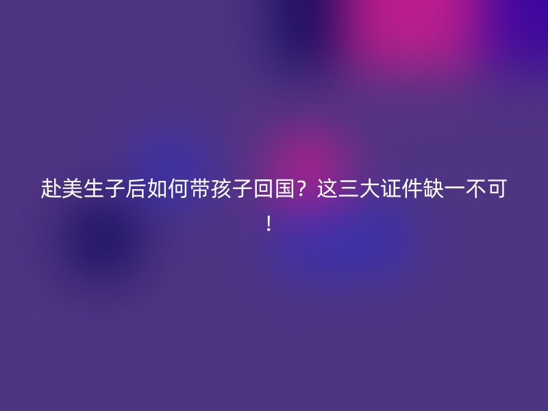 赴美生子后如何带孩子回国？这三大证件缺一不可！