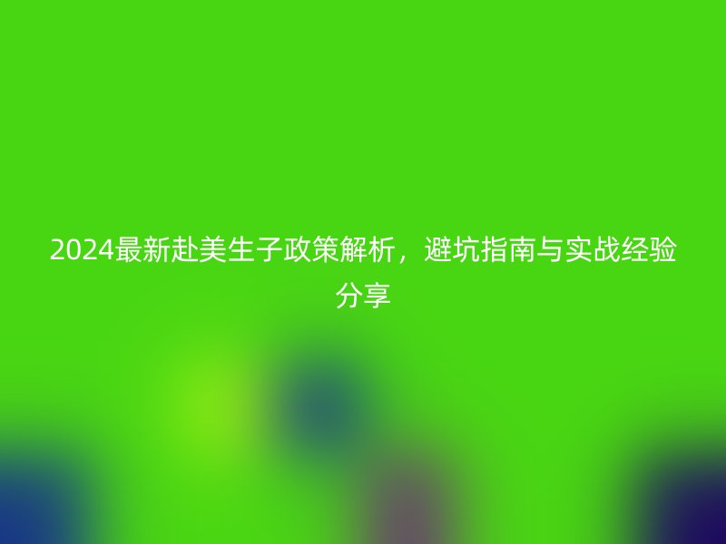 2024最新赴美生子政策解析，避坑指南与实战经验分享