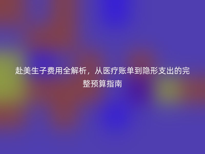 赴美生子费用全解析，从医疗账单到隐形支出的完整预算指南