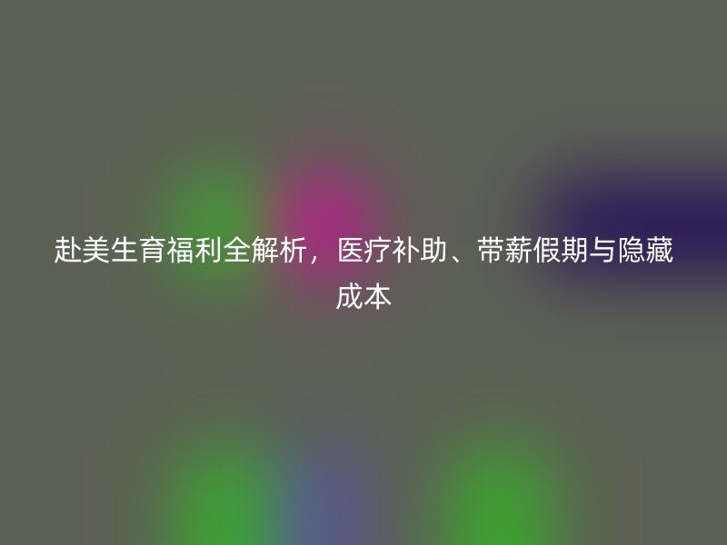 赴美生育福利全解析，医疗补助、带薪假期与隐藏成本