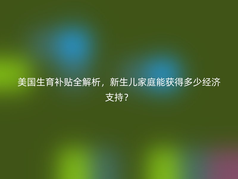 美国生育补贴全解析,新生儿家庭能获得多少经济支持?