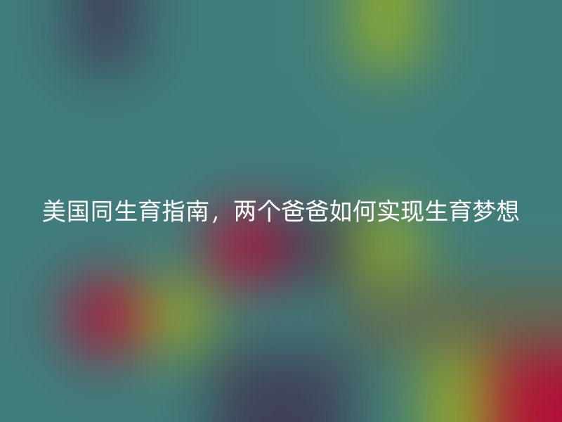 美国同生育指南，两个爸爸如何实现生育梦想
