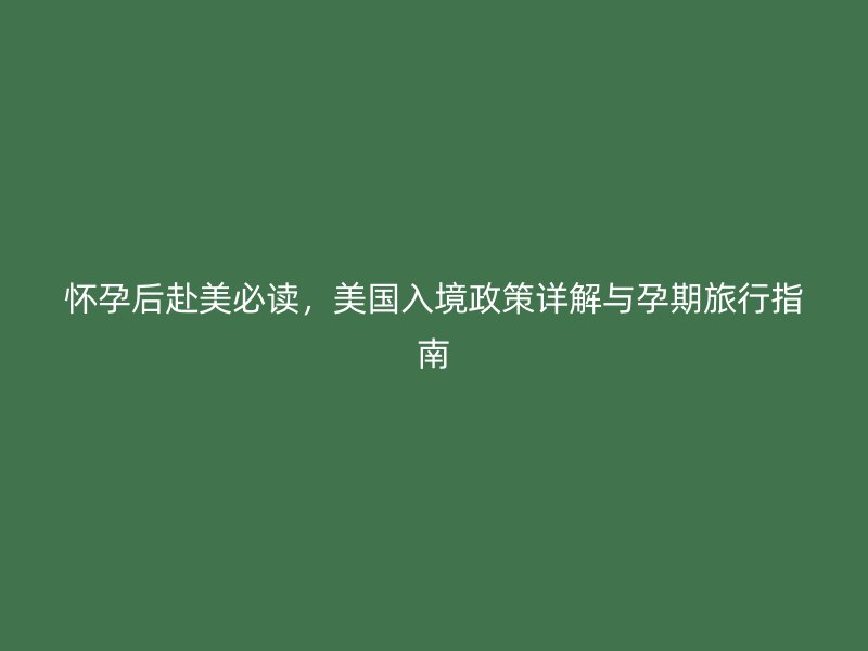 怀孕后赴美必读，美国入境政策详解与孕期旅行指南