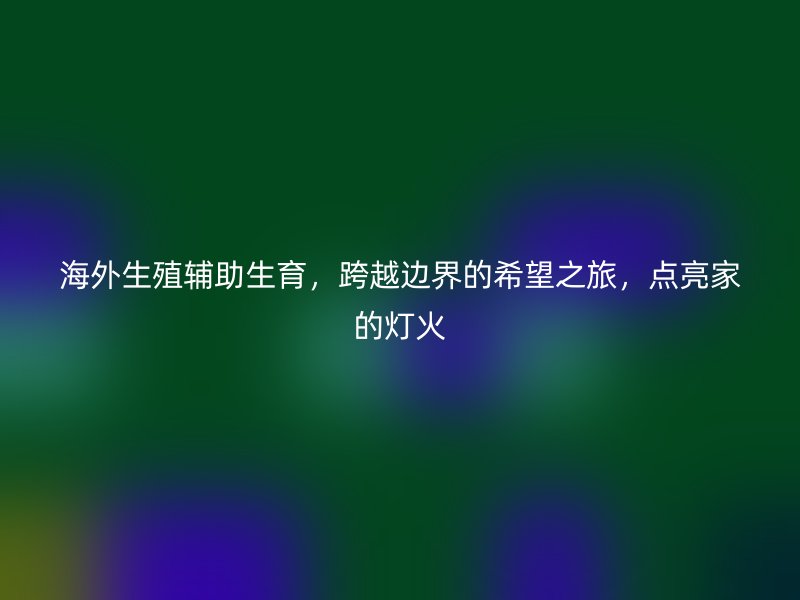 海外生殖辅助生育,跨越边界的希望之旅,点亮家的灯火