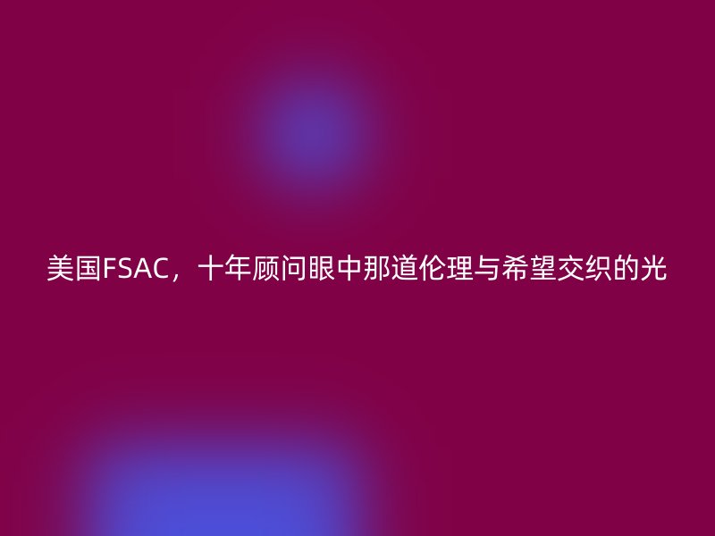美国FSAC,十年顾问眼中那道伦理与希望交织的光
