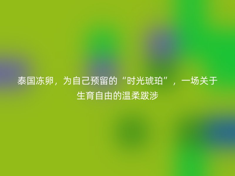 泰国冻卵，为自己预留的“时光琥珀”，一场关于生育自由的温柔跋涉