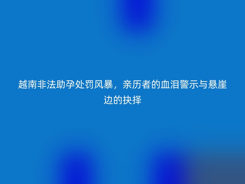 越南非法助孕处罚风暴，亲历者的血泪警示与悬崖边的抉择