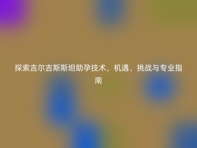 探索吉尔吉斯斯坦助孕技术，机遇、挑战与专业指南