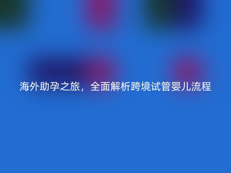 海外助孕之旅，全面解析跨境试管婴儿流程