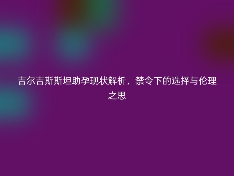 吉尔吉斯斯坦助孕现状解析,禁令下的选择与伦理之思