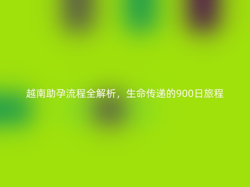 越南助孕流程全解析，生命传递的900日旅程