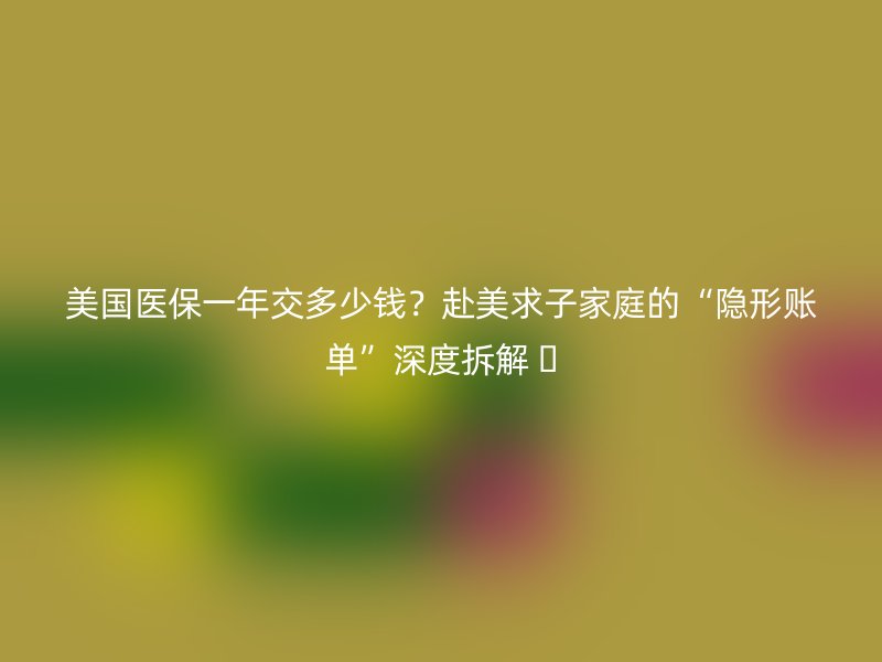 美国医保一年交多少钱?赴美求子家庭的“隐形账单”深度拆解