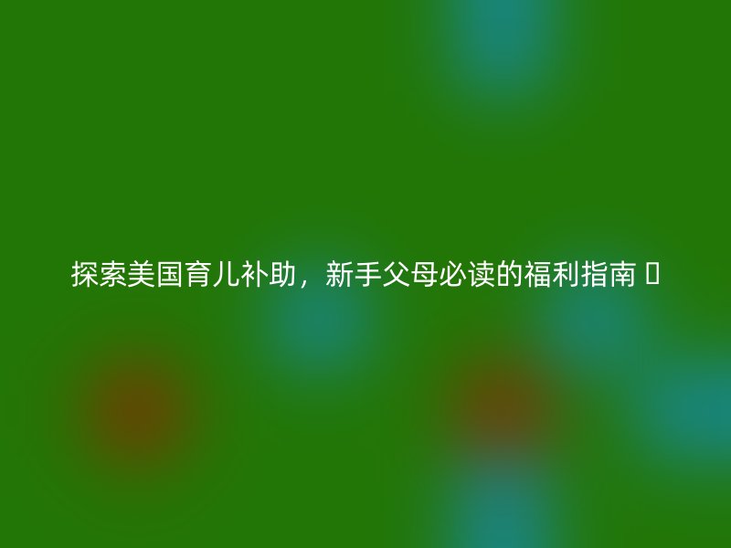 探索美国育儿补助，新手父母必读的福利指南 