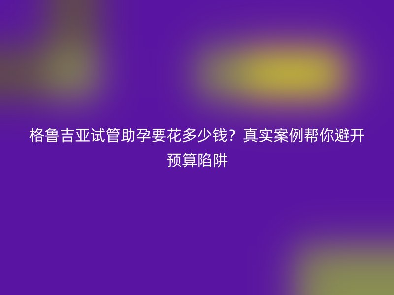 格鲁吉亚试管助孕要花多少钱？真实案例帮你避开预算陷阱