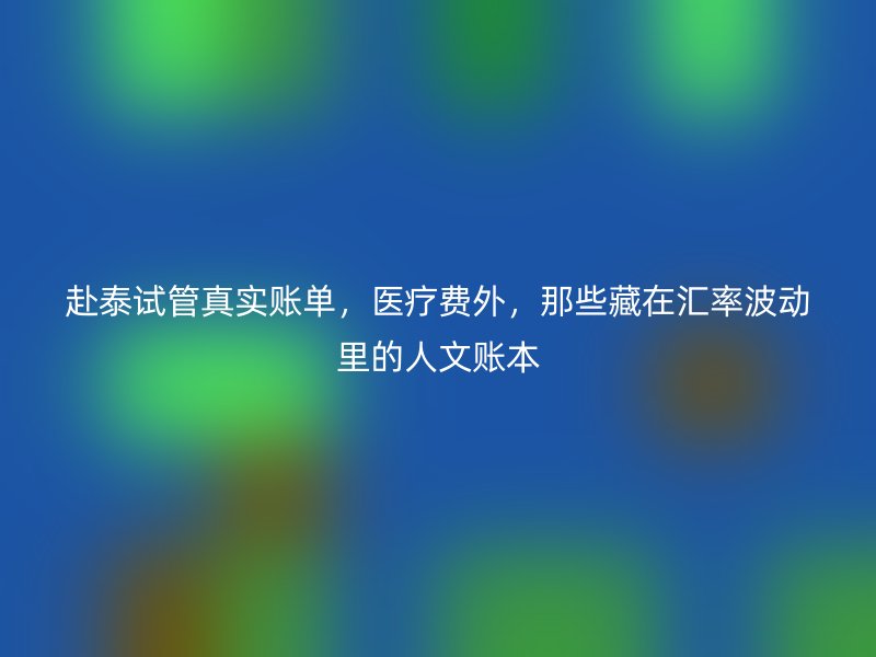 赴泰试管真实账单，医疗费外，那些藏在汇率波动里的人文账本