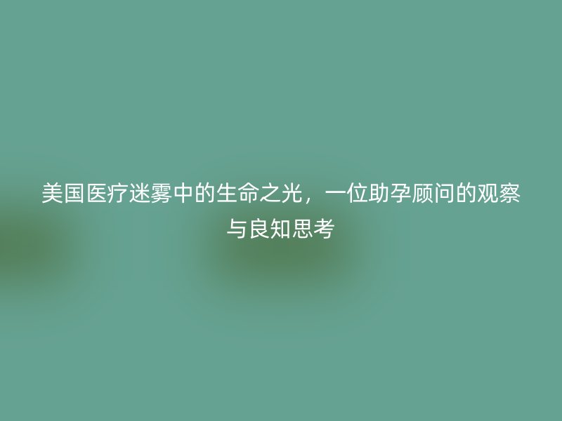 美国医疗迷雾中的生命之光，一位助孕顾问的观察与良知思考